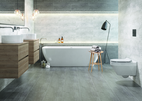 Gresie exterior/interior Cersanit Harmony Concrete, 29.7 x 59.8 cm, 1.6mp/ cutie, gri