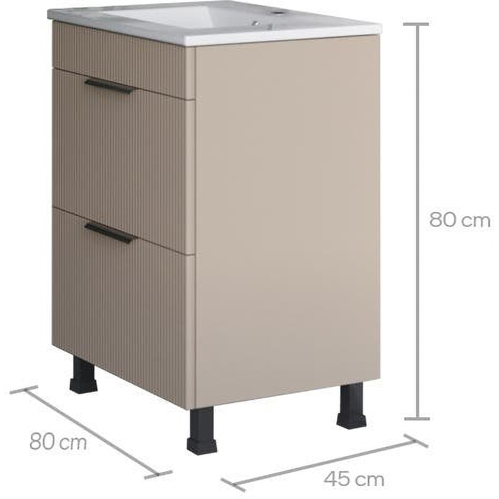 Set masca si lavoar SANITOP Estriado, 60 x 48 x 78 cm, bej