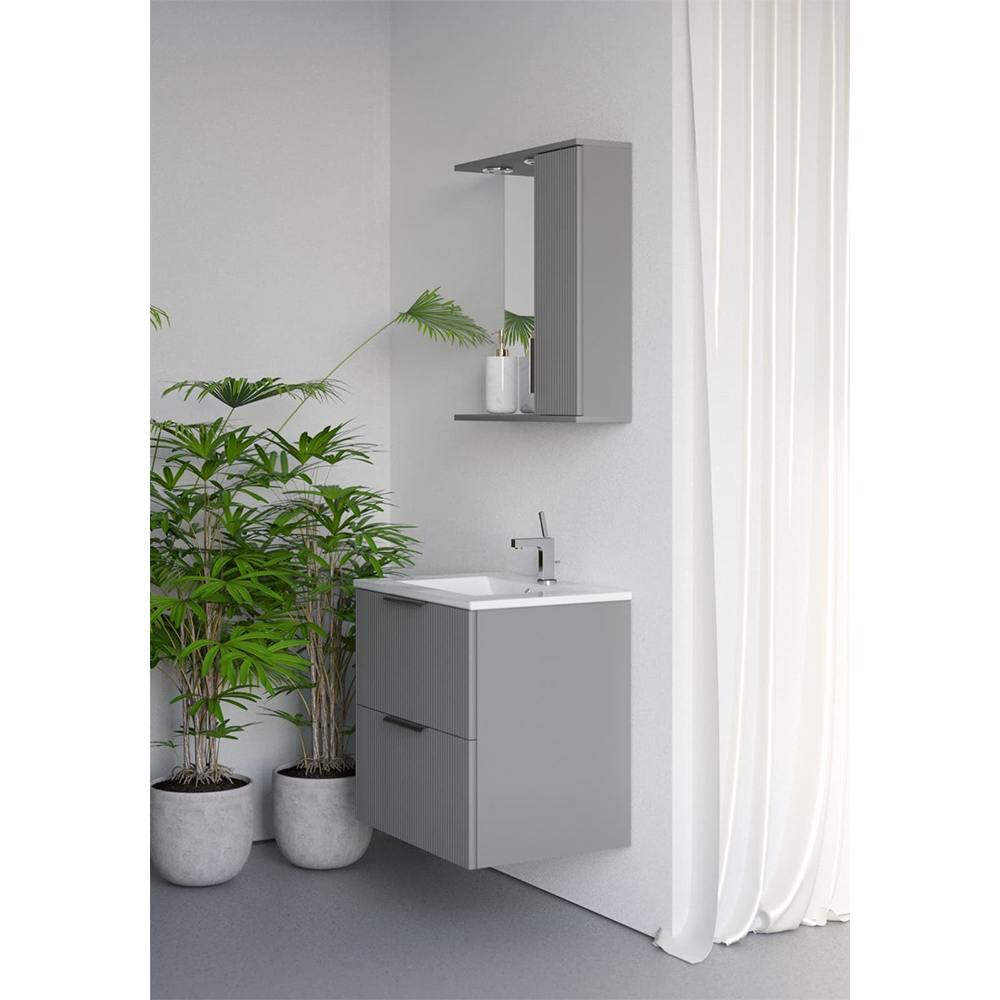 Set masca si lavoar SANITOP Estriado, 60 x 48 x 55 cm, antracit