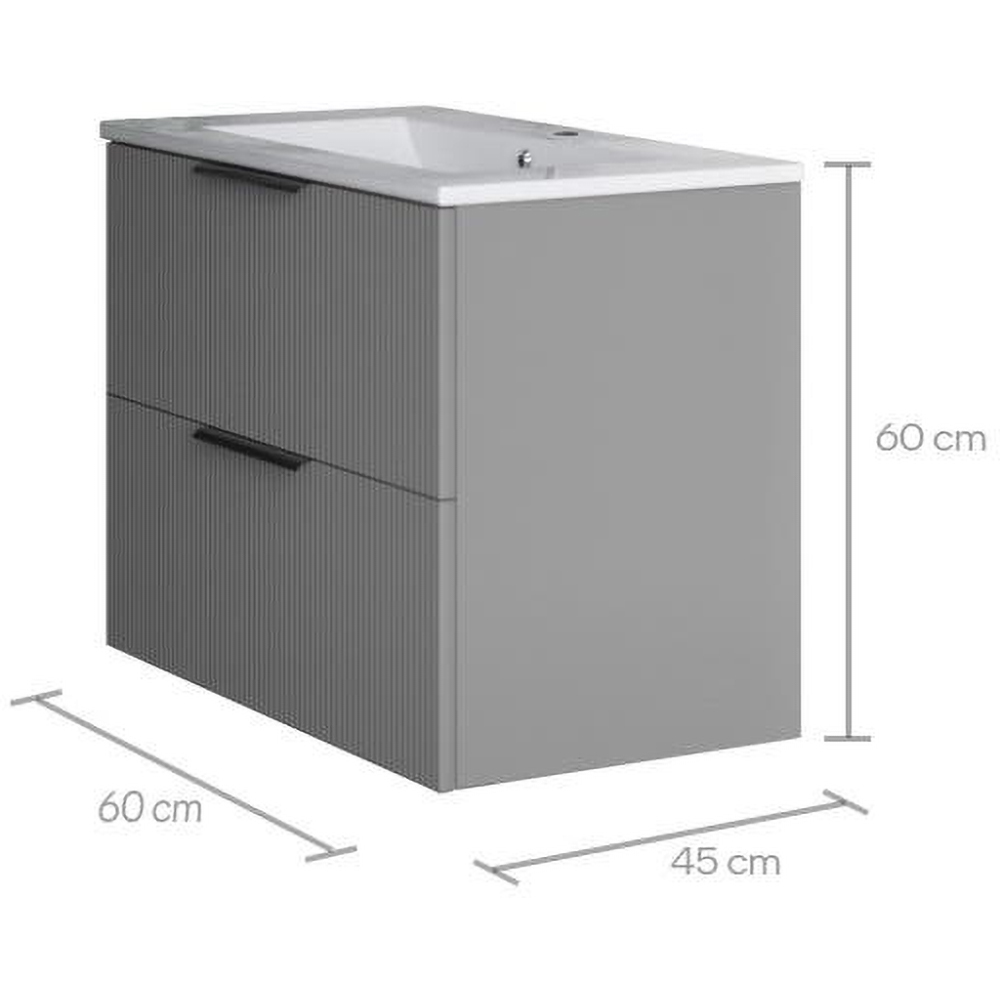 Set masca si lavoar SANITOP Estriado, 60 x 48 x 55 cm, antracit