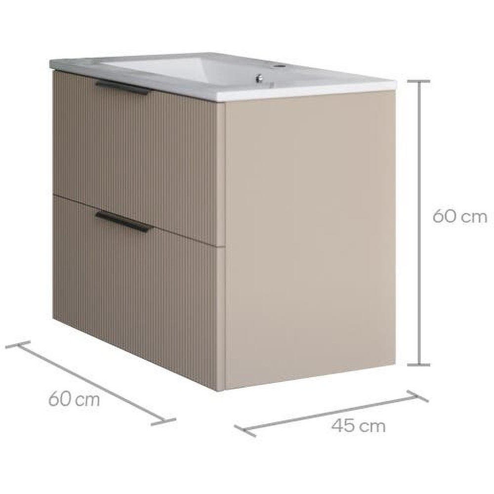 Set masca si lavoar SANITOP Estriado, 60 x 48 x 55 cm, bej