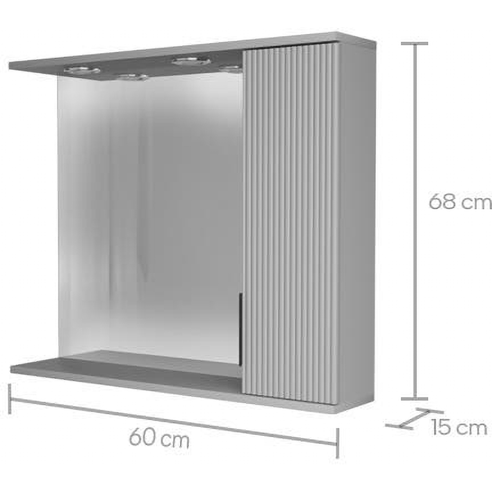 Oglinda baie cu dulap SANITOP Estriado, 60 x 19 x 71 cm, antracit