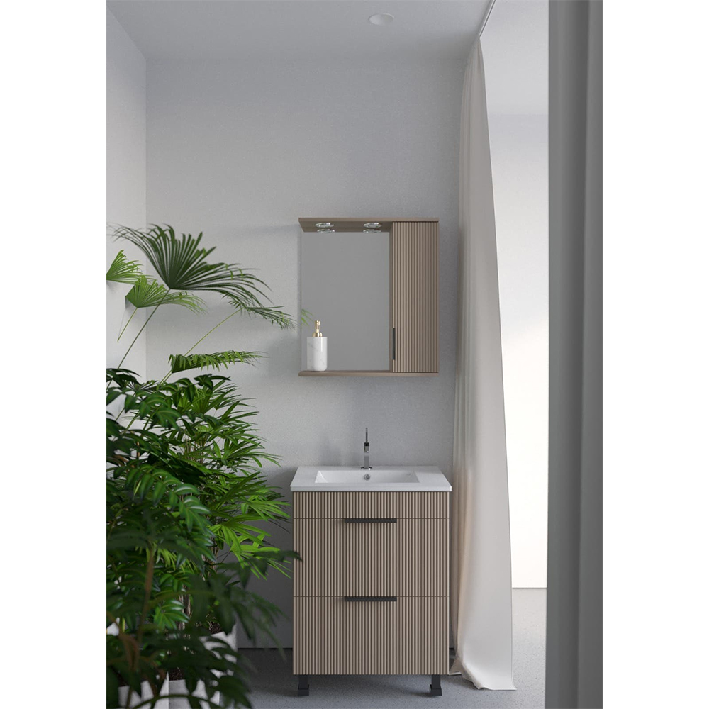 Oglinda baie cu dulap SANITOP Estriado, 60 x 15 x 68 cm, bej