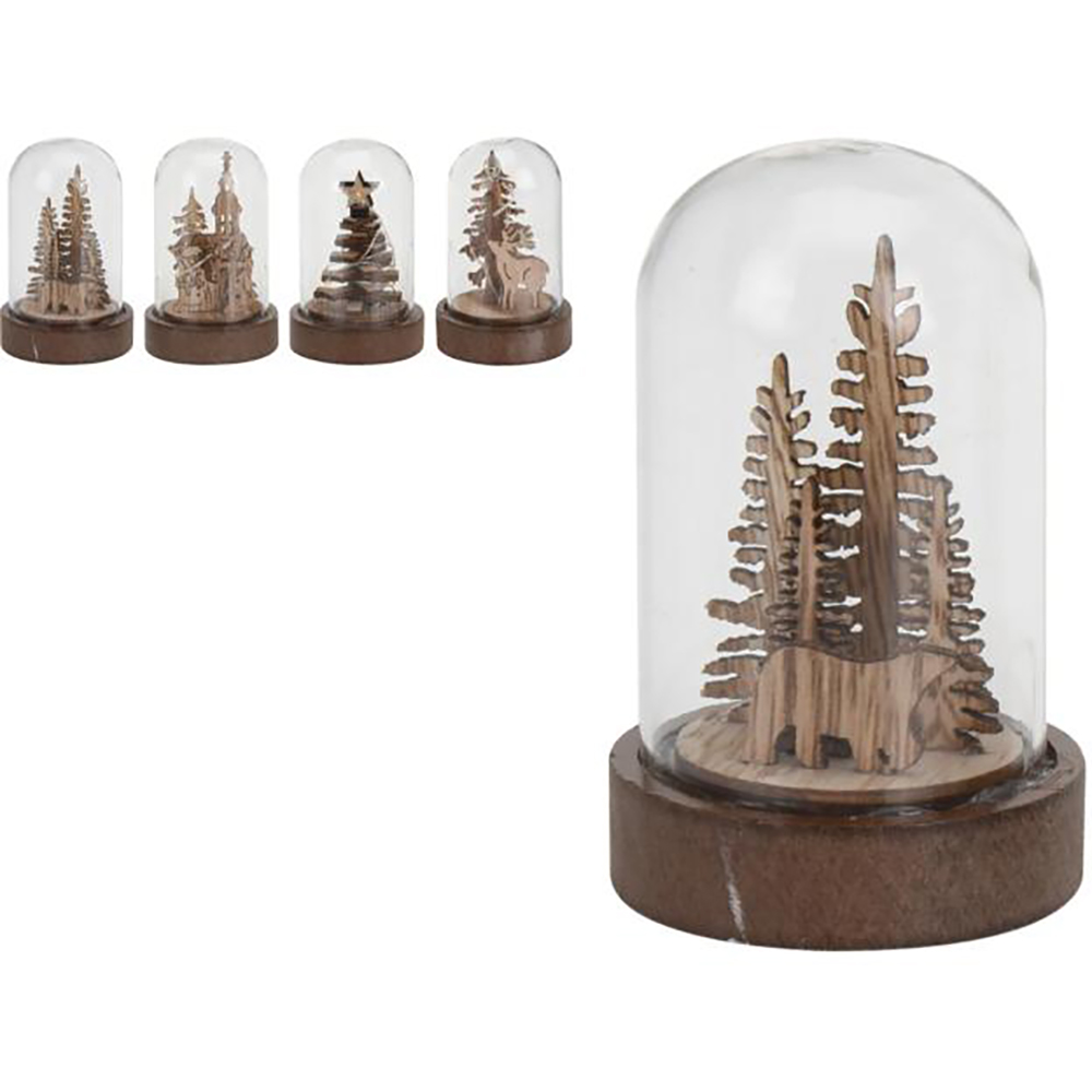Decoratiune sticla Bradut LED, 9cm, transparent