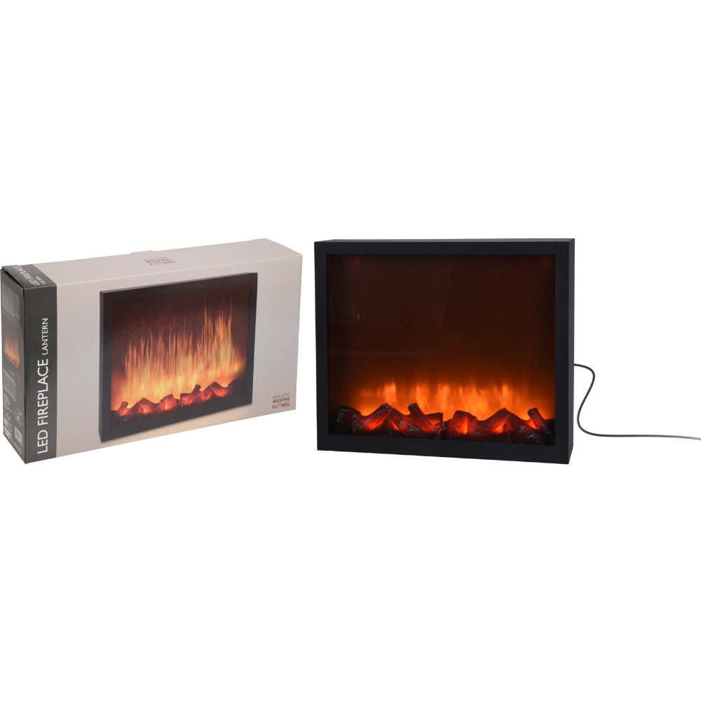 Semineu electric decorativ LED, 41x25 cm, negru