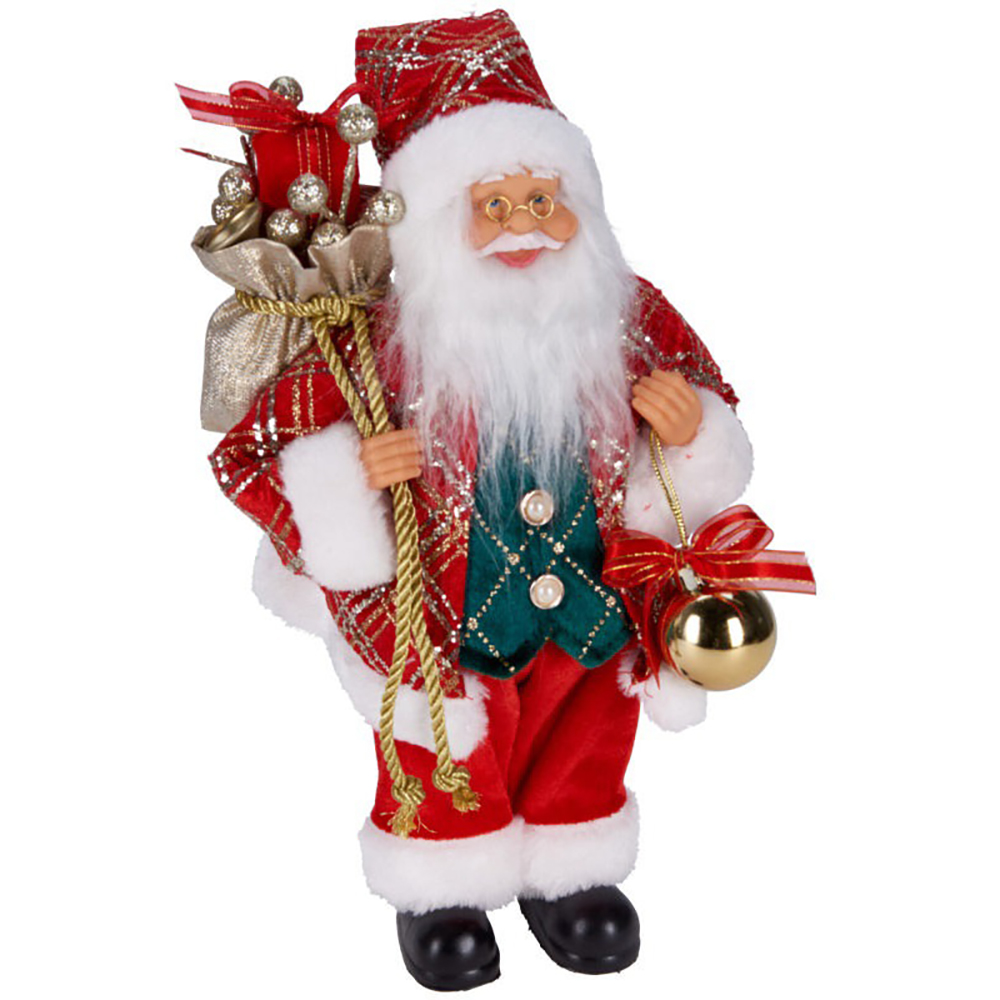 Decoratiune Mos Craciun, 30 cm, rosu