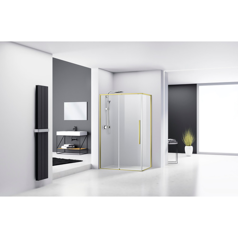 Cabina dus standard BELFORM Fortuna, dreptunghiulara, aluminiu, 100 x 80 x 195 cm, sticla securizata 6mm, profil auriu