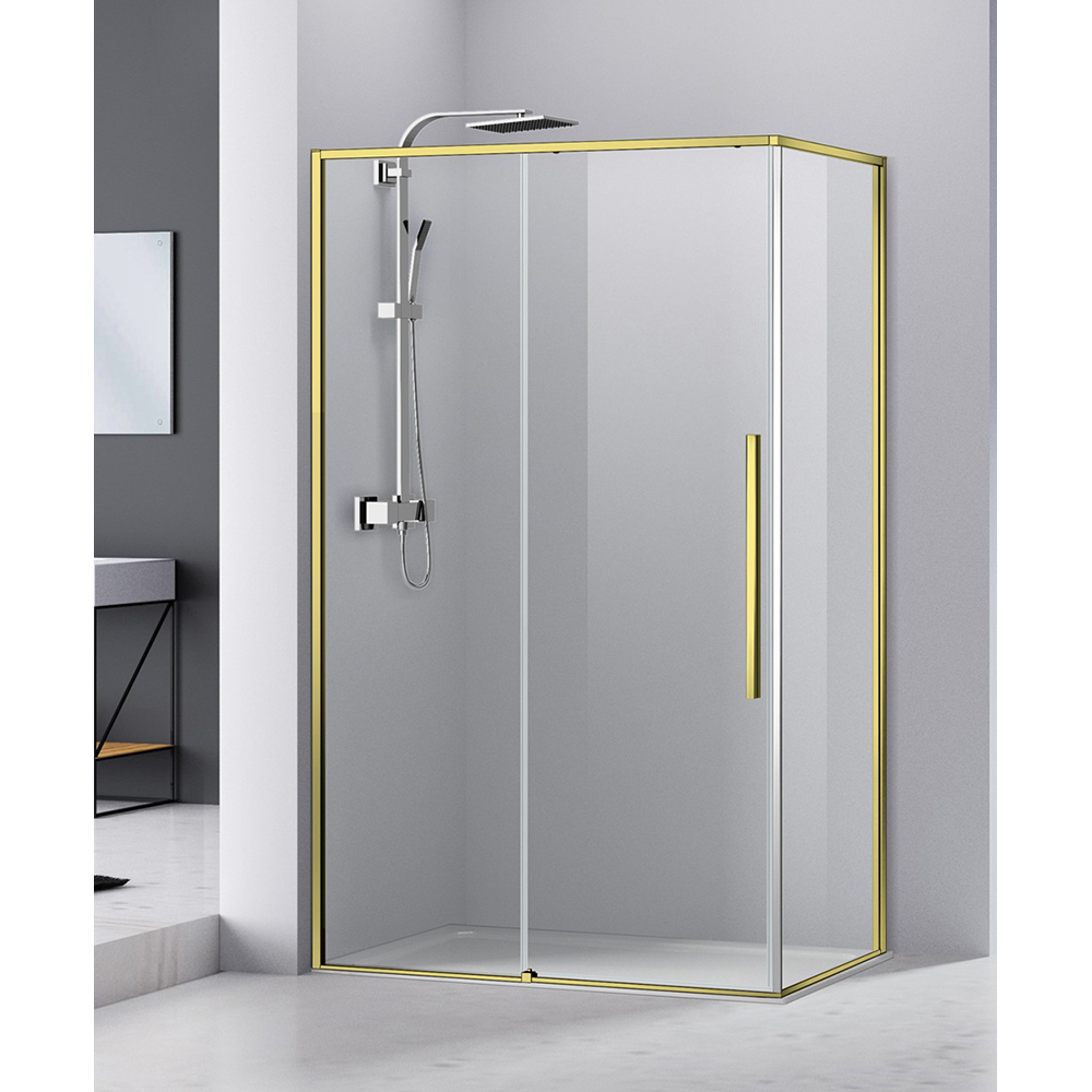 Cabina dus standard BELFORM Fortuna, dreptunghiulara, aluminiu, 120 x 80 x 200 cm, sticla securizata 6mm, profil auriu