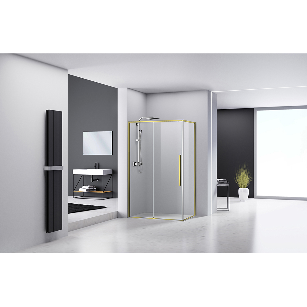 Cabina dus standard BELFORM Fortuna, dreptunghiulara, aluminiu, 120 x 80 x 200 cm, sticla securizata 6mm, profil auriu