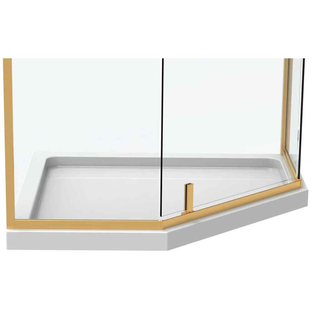 Cabina dus standard BELFORM Fortuna, pentagonala, aluminiu, 90 x 90 x 200 cm, sticla securizata 6mm, profil auriu