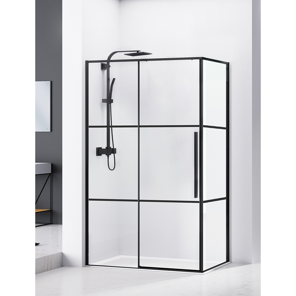 Cabina dus standard BELFORM Infinity, dreptunghiulara, 100 x 80 x 200 cm, profil aluminiu, sticla securizata 6mm, negru