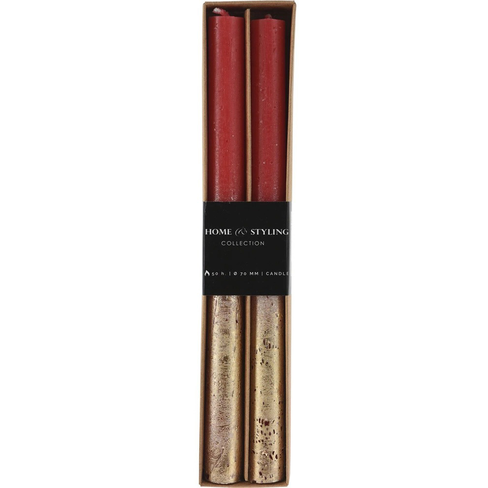 Set lumanari conice, 25 cm, rosu, 2 bucati