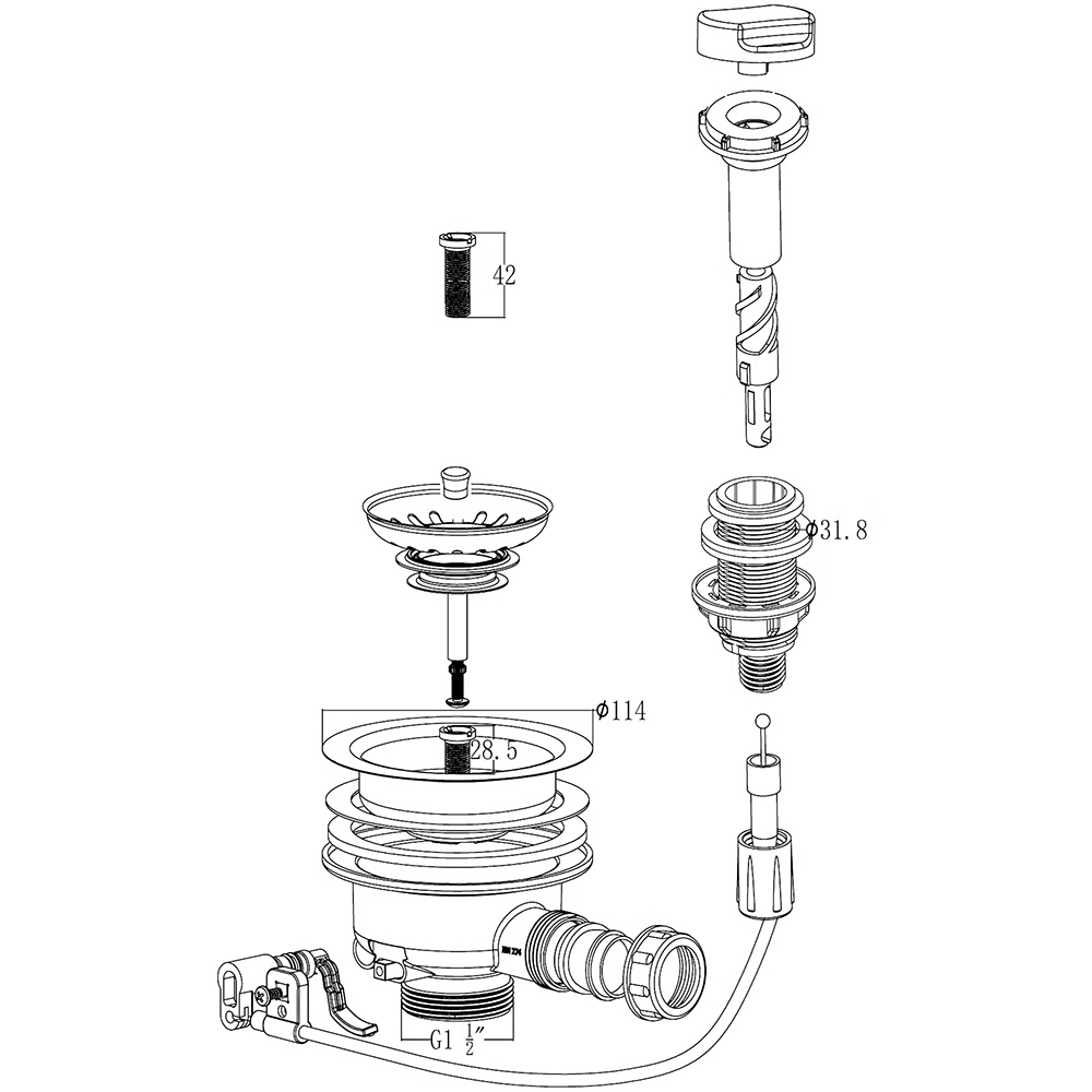 Kit sifon cu arc Cooke & Lewis, 1 1/2", pentru chiuvete cu 1 cuva