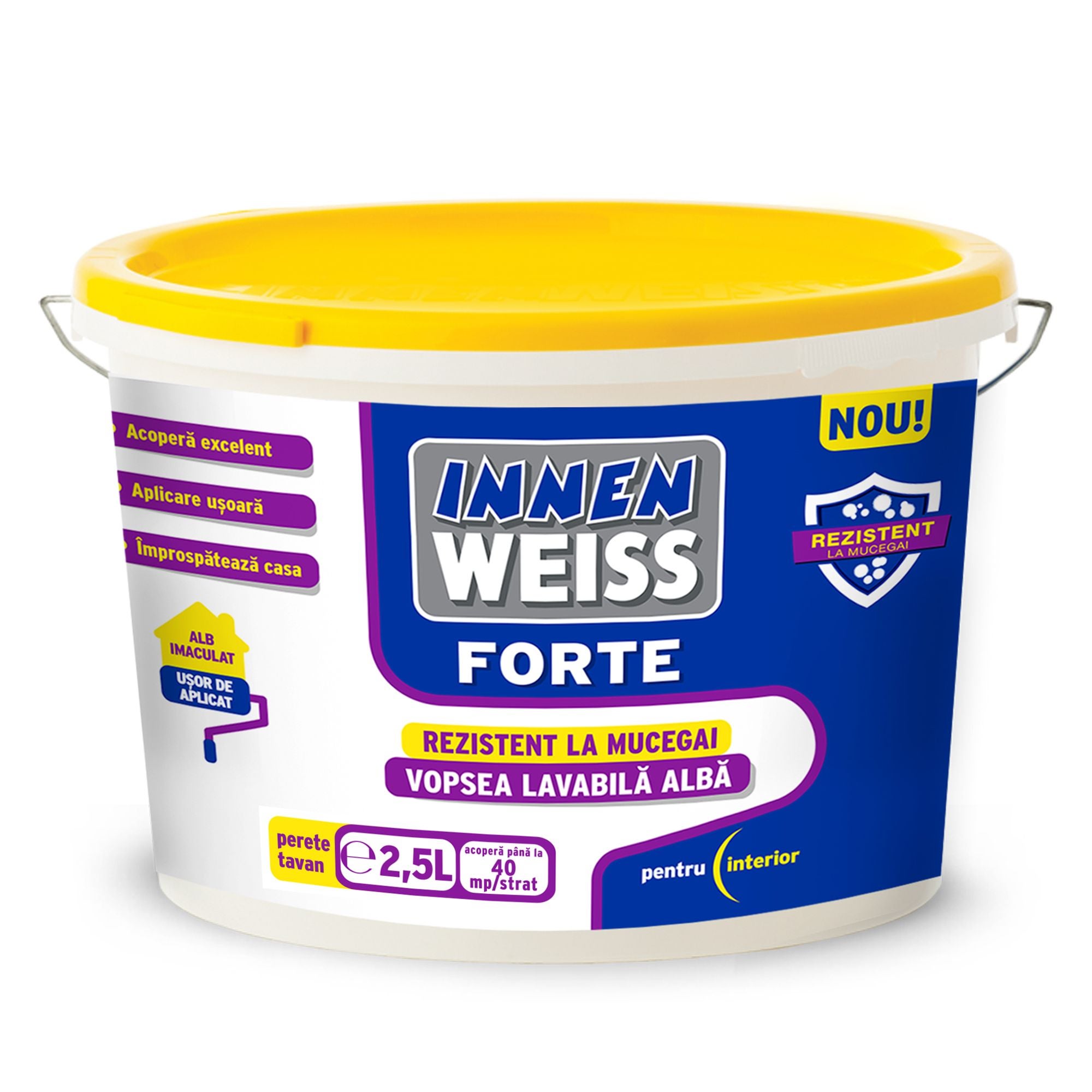 Vopsea lavabila Innenweiss Forte, 2.5L, alb