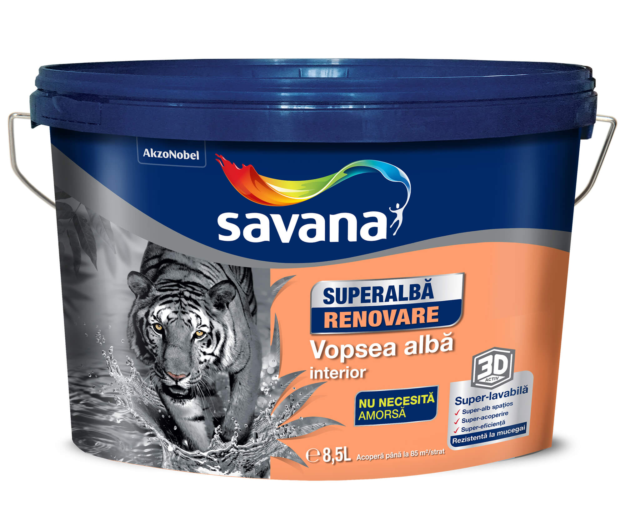 Vopsea lavabila SAVANA Superalba Renov, alb, 8.5L