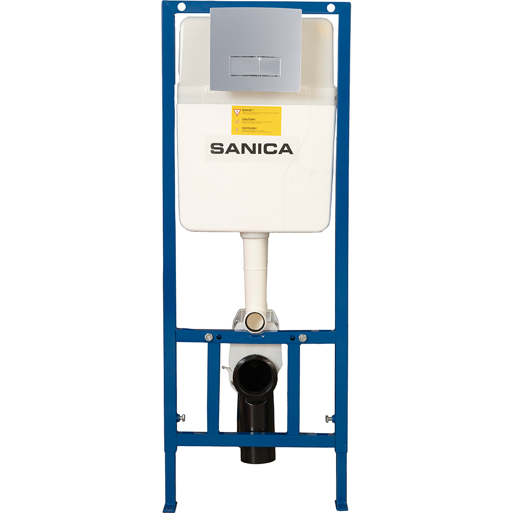 Set rezervor WC incastrat Sanica, 110 cm, 3-6 l, clapeta dual flush, crom