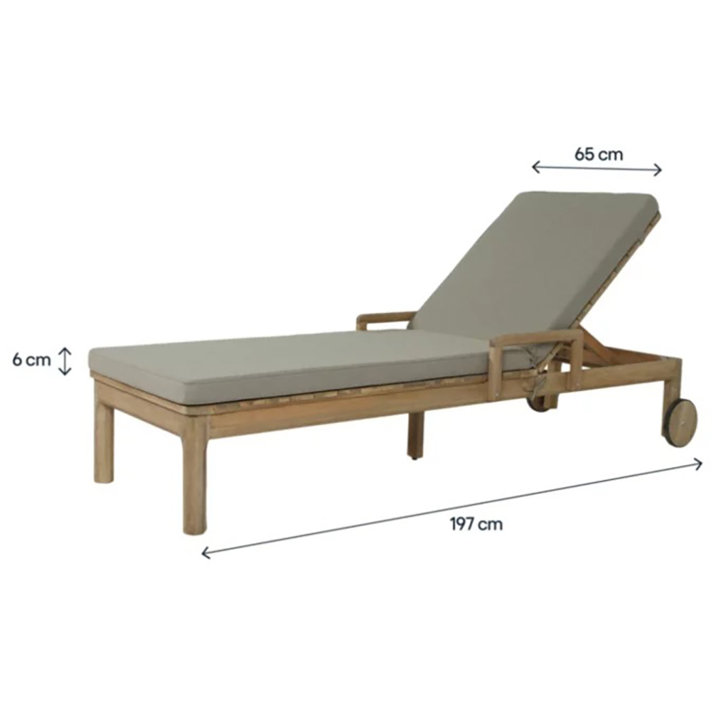 Perna pentru sezlong GOODHOME, 197 x 65 x 6 cm, poliester, gri