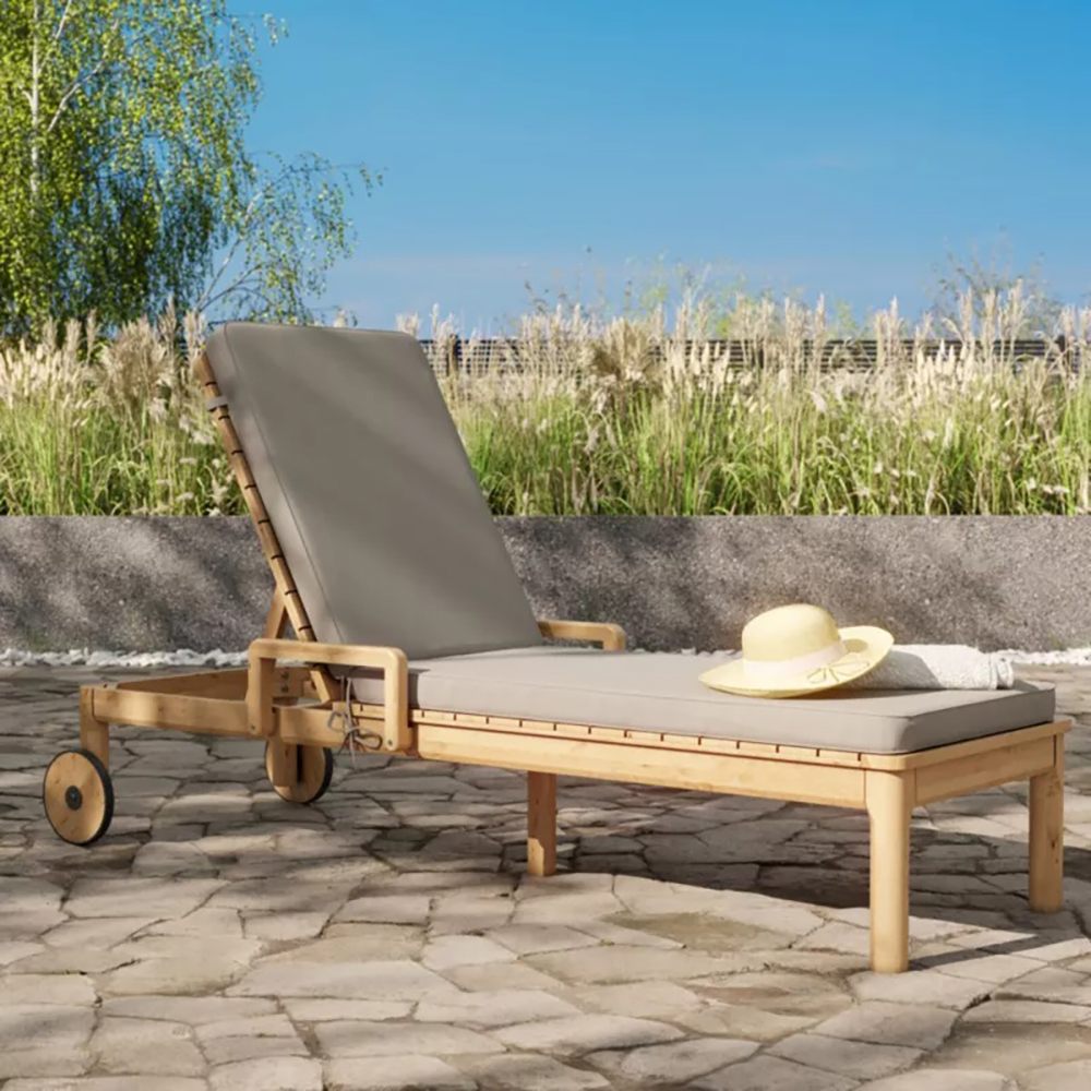 Perna pentru sezlong GOODHOME, 197 x 65 x 6 cm, poliester, gri