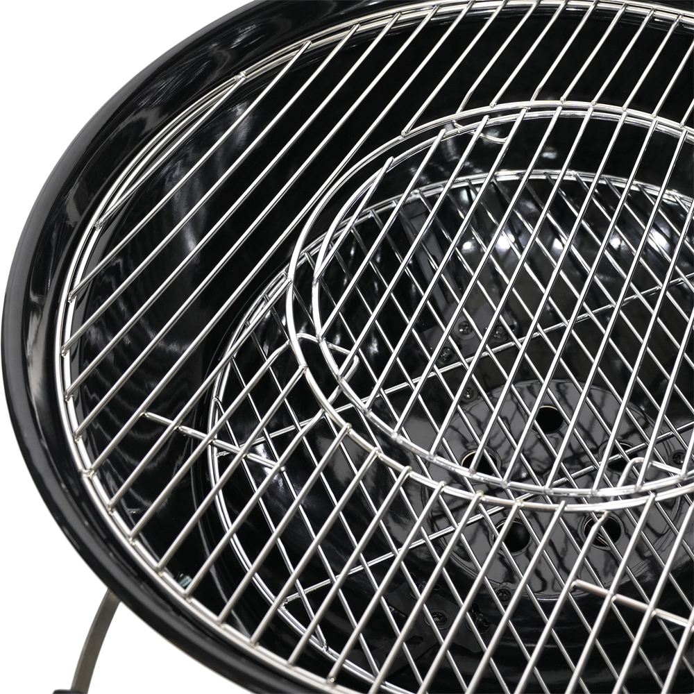 Gratar carbune GOODHOME Elland, 57 cm, 1 suprafata, 2 role, negru