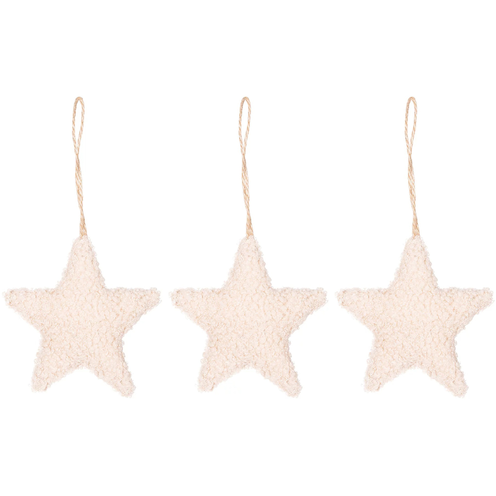 Set ornamente de Craciun, 3 bucati, 9.7 cm, crem