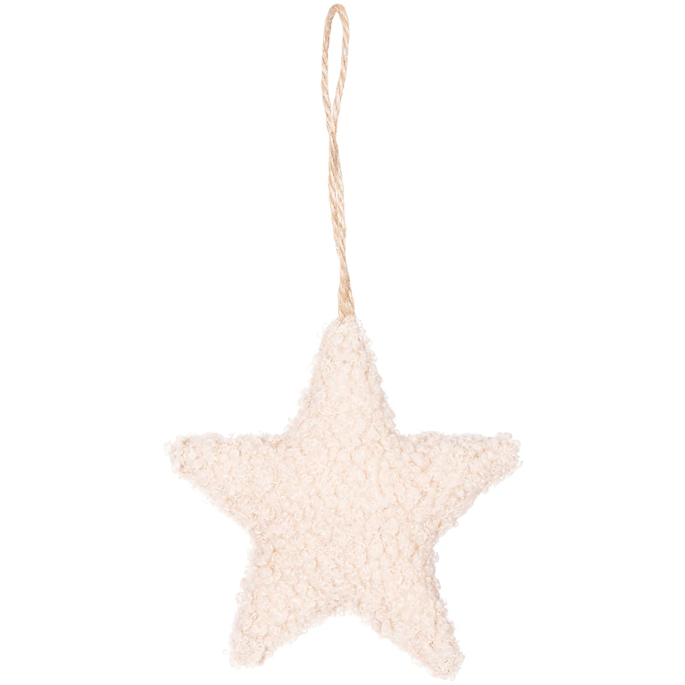 Set ornamente de Craciun, 3 bucati, 9.7 cm, crem