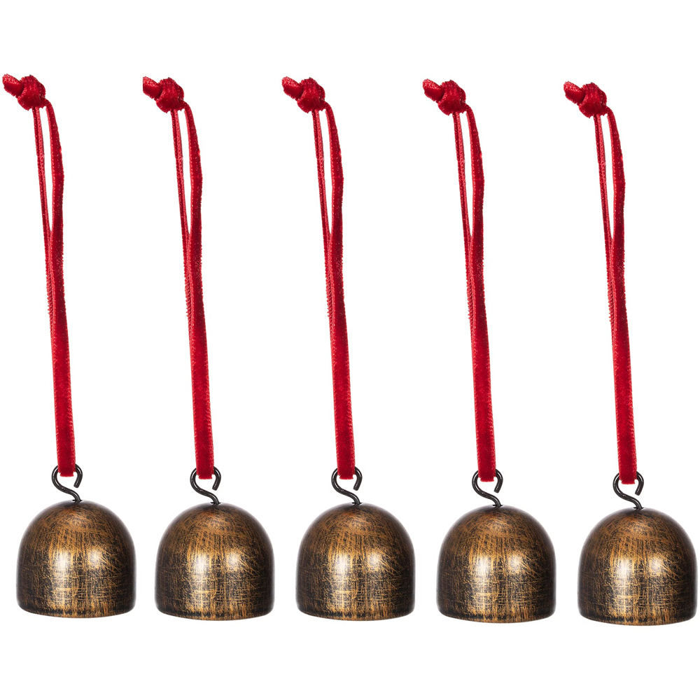 Set clopotei de Craciun, 5 bucati, 3.2 cm, auriu-rosu