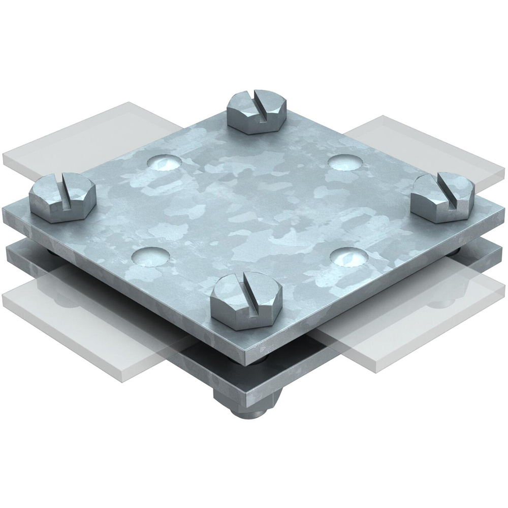 Clema legatura platbanda cruce OBO,  40 x 40mm, otel