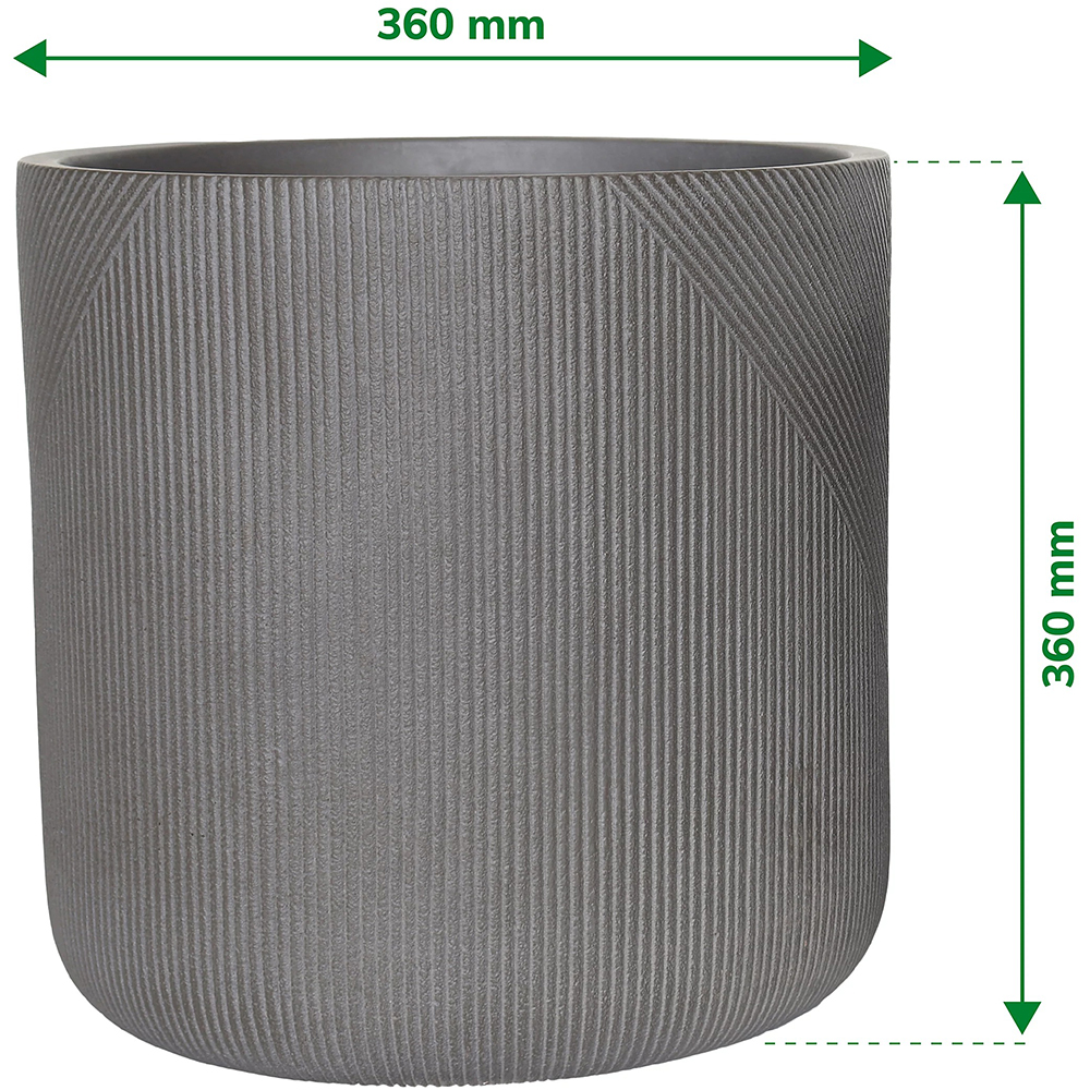 Ghiveci flori VERVE, lut, D 36 cm, gri inchis