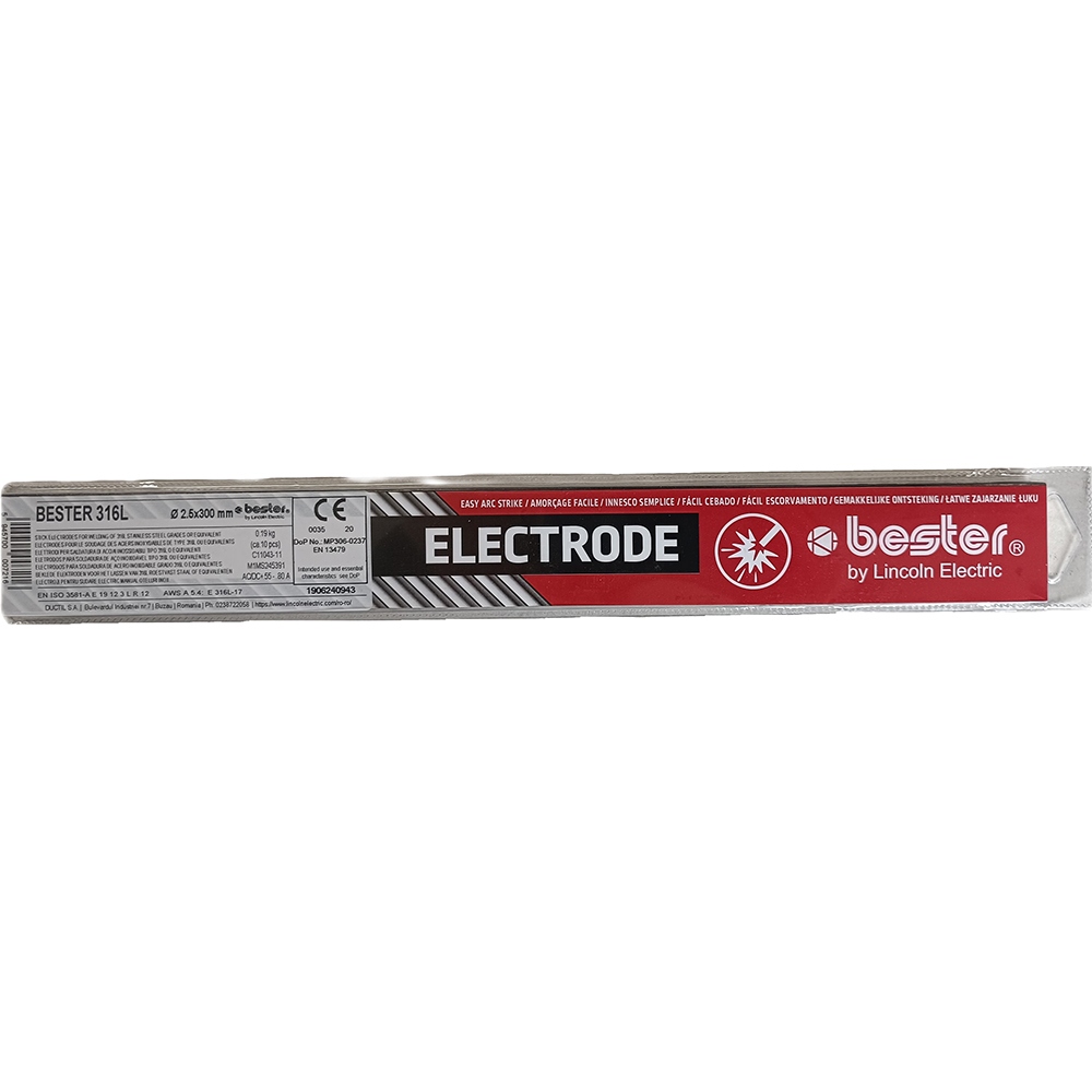 Electrozi de sudura BESTER, otel inoxidabil, 316L, 2.5 mm, gri deschis