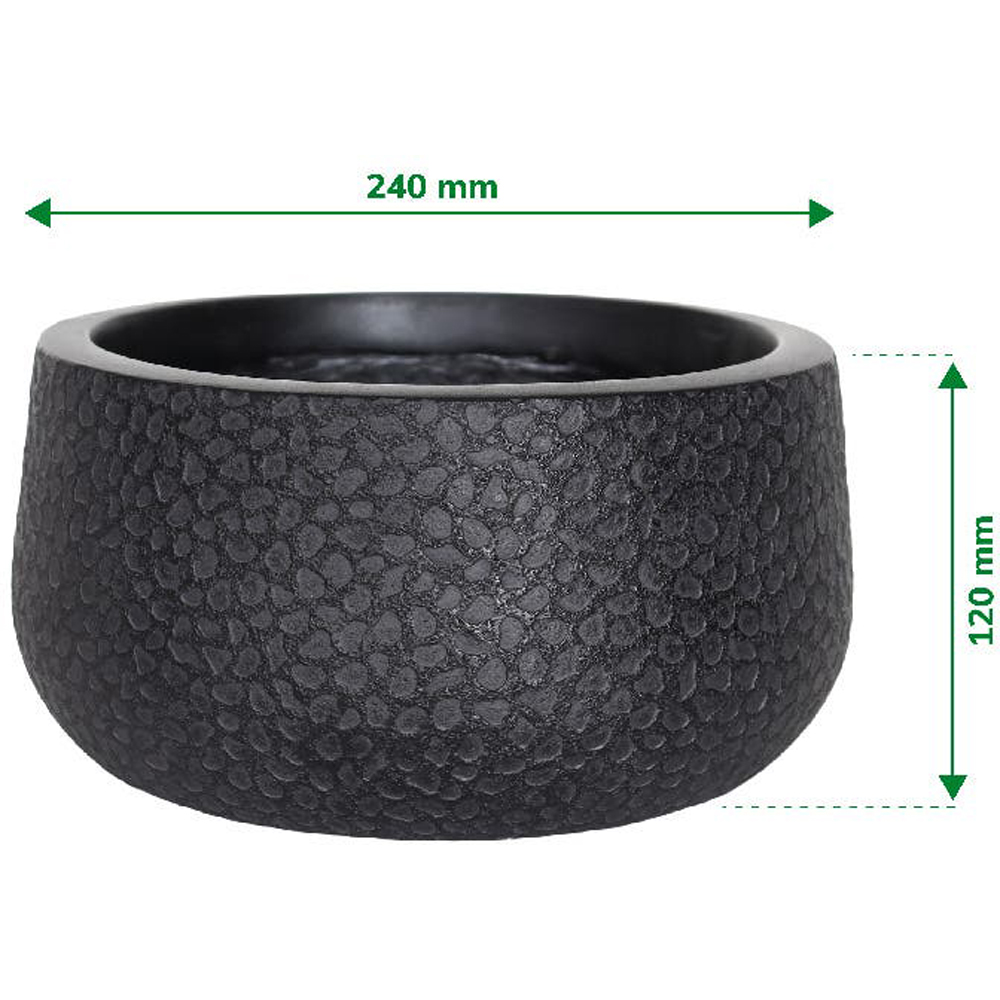Ghiveci flori VERVE, lut, D 24 cm, negru
