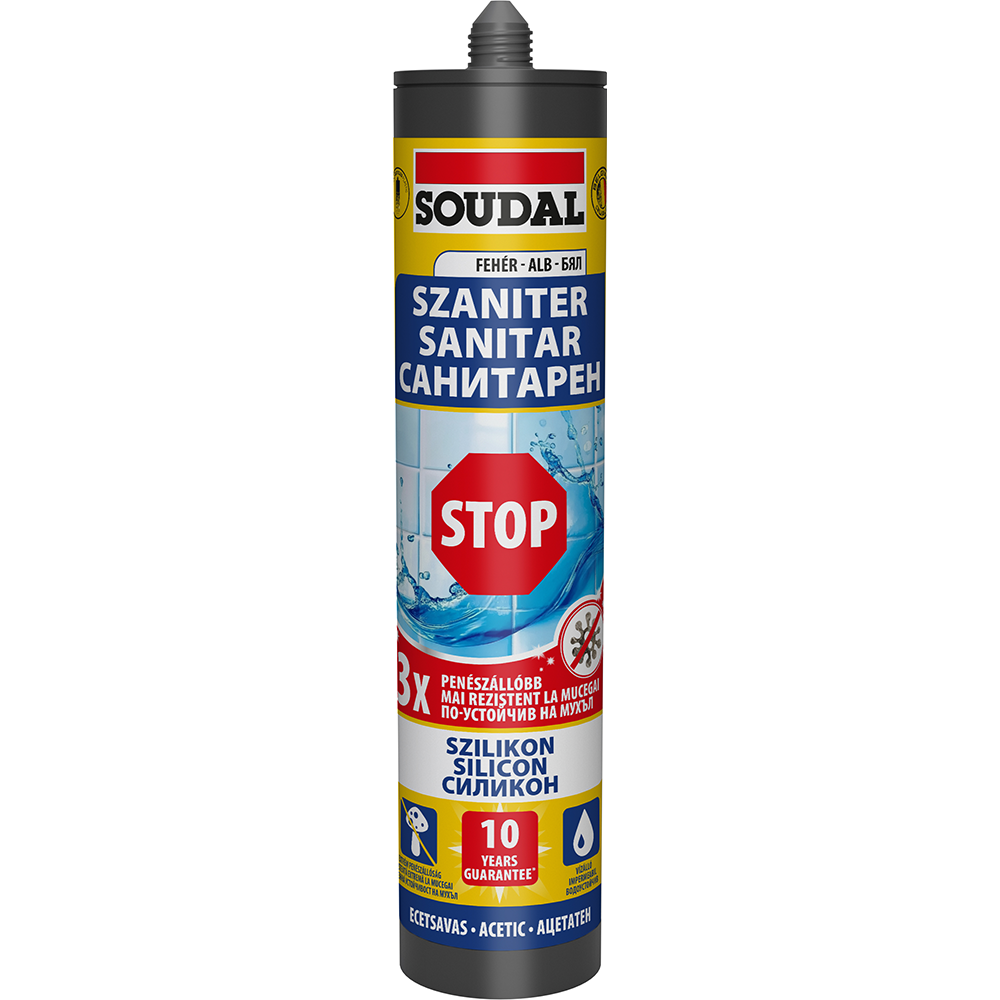 Silicon sanitar SOUDAL, aplicare cu pistol, alb 280 ml