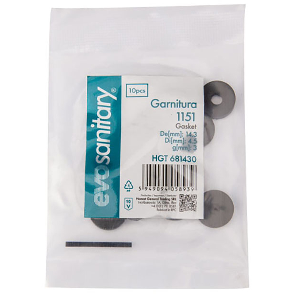 Set garnituri de cauciuc EVOSANITARY, 14.3 x 4.5 mm, 10 bucati