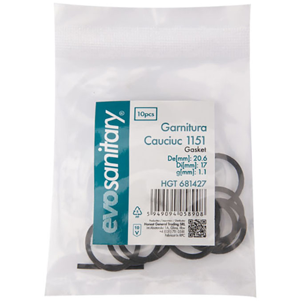Set garnituri de cauciuc EVOSANITARY, 20.6 x 17 mm, 10 bucati