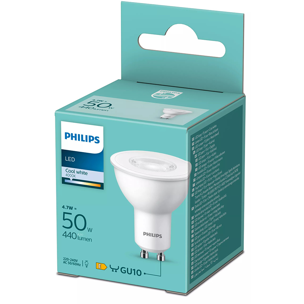Bec LED PHILIPS 8719514353923, GU10, 4.7W, 440lm, lumina rece