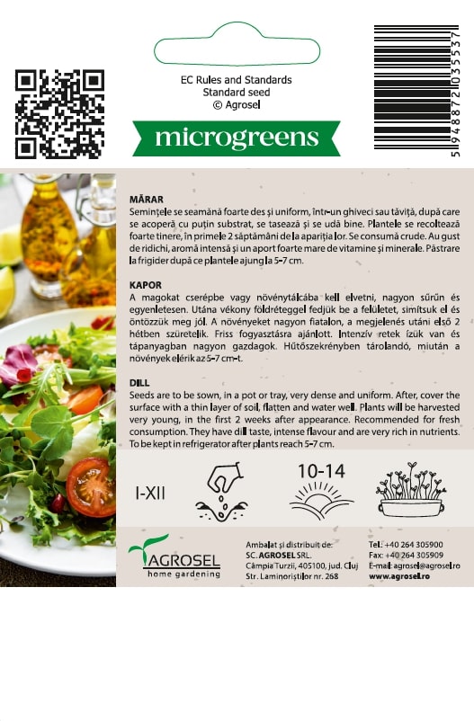 Seminte marar (microgreens) AGROSEL, 5.15 g