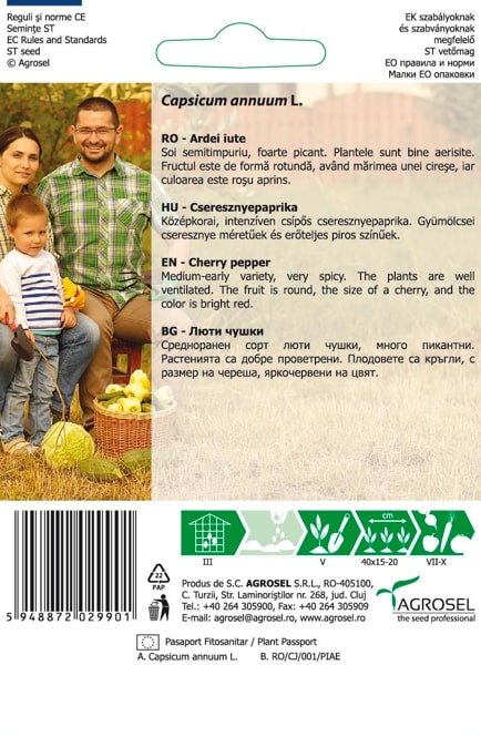Seminte ardei iute rotund Alma picante AGROSEL, 5.15 g