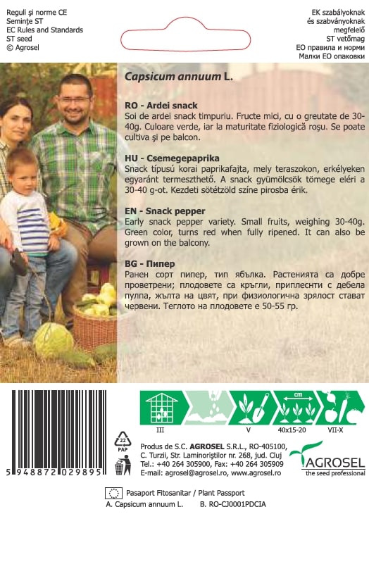 Seminte ardei rosu Tourmaline AGROSEL, 5.15 g