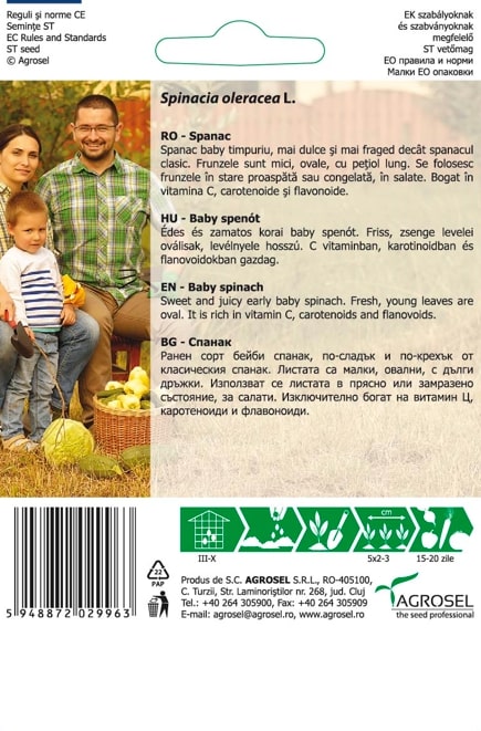 Seminte spanac Saga AGROSEL, 5.15 g