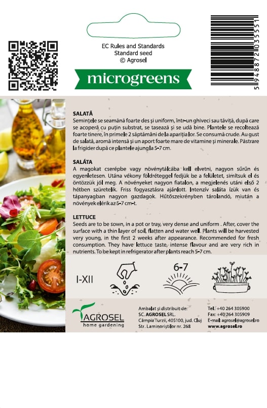 Seminte salata (microgreens) AGROSEL, 5.15 g