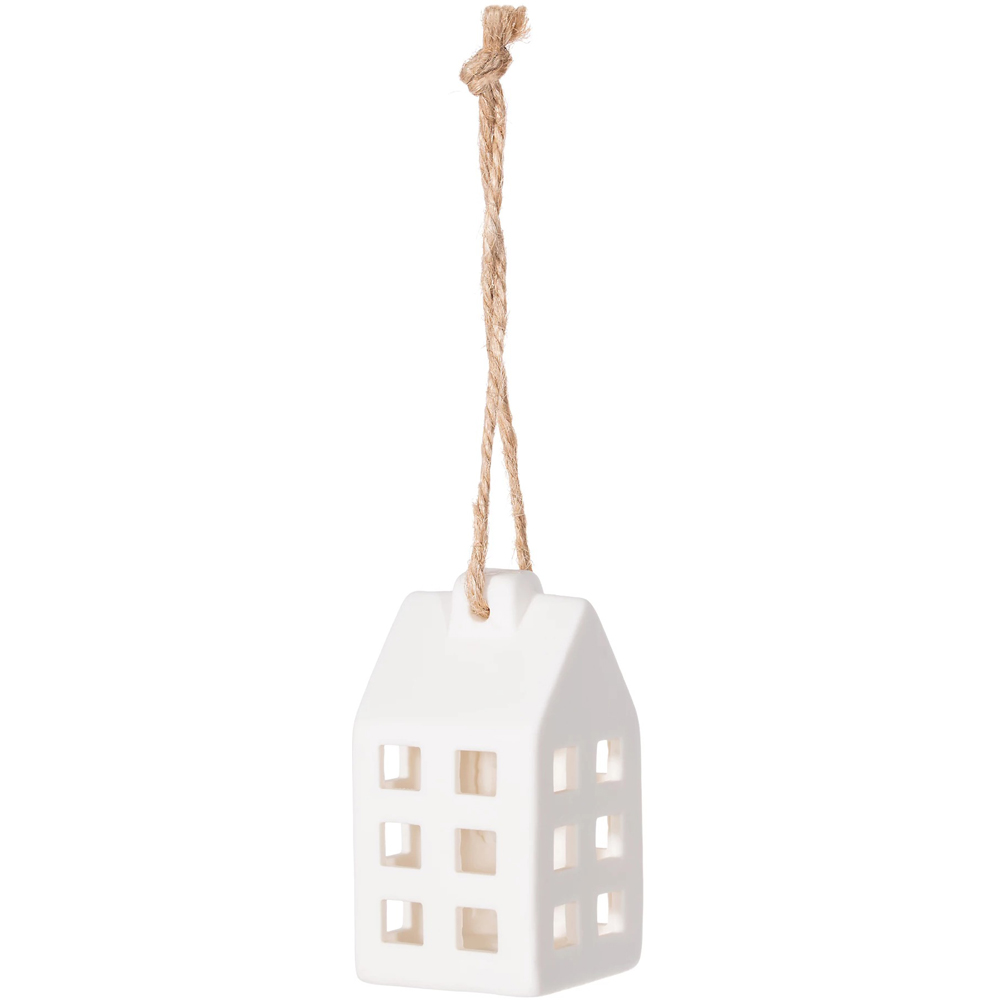 Decoratiune brad Casuta, ceramica, 6.5 cm, alb
