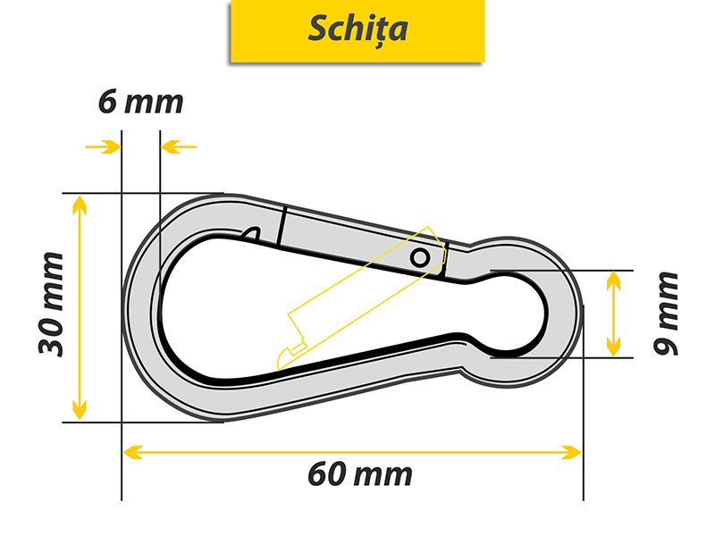 Carabina cu clapa, 6 x 60 mm, otel, argintiu