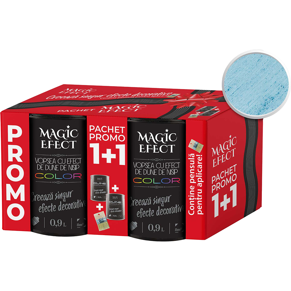 Pachet 1 plus 1 Vopsea cu efect de dune de nisip Magic Effect, albastru diamond, 0.9L