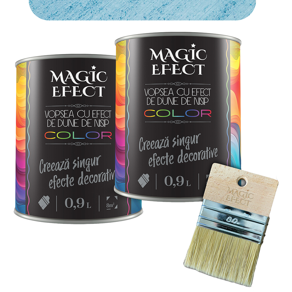 Pachet 1 plus 1 Vopsea cu efect de dune de nisip Magic Effect, albastru diamond, 0.9L