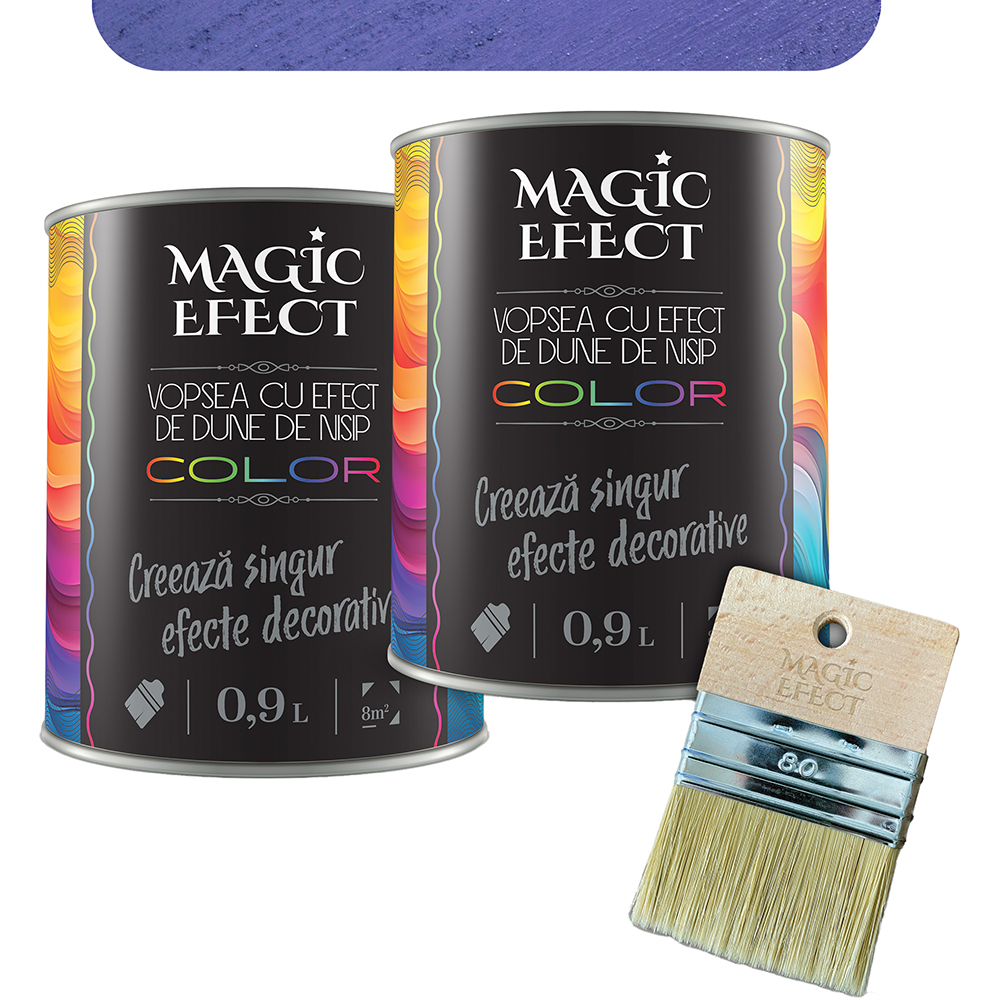 Pachet 1 plus 1 Vopsea cu efect de dune de nisip Magic Effect, pensula inclusa, mov, 0.9L