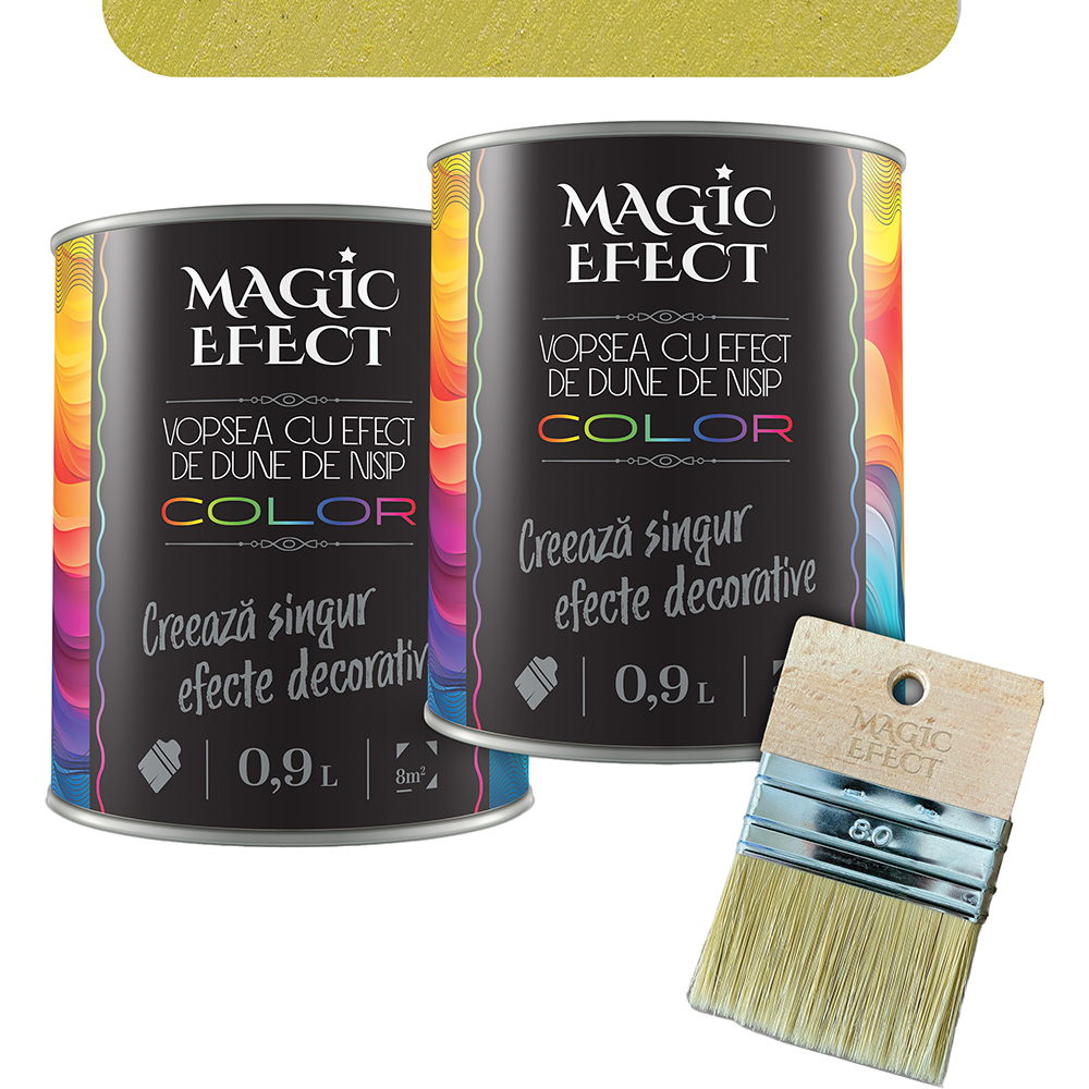Pachet 1 plus 1 Vopsea cu efect de dune de nisip Magic Effect, pensula inclusa, galben lemon dream, 0.9L
