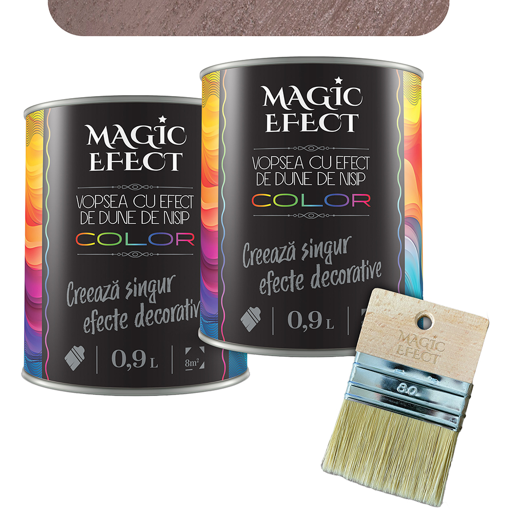 Pachet 1 plus 1 Vopsea cu efect de dune de nisip Magic Effect, pensula inclusa, maro deschis, 0.9L