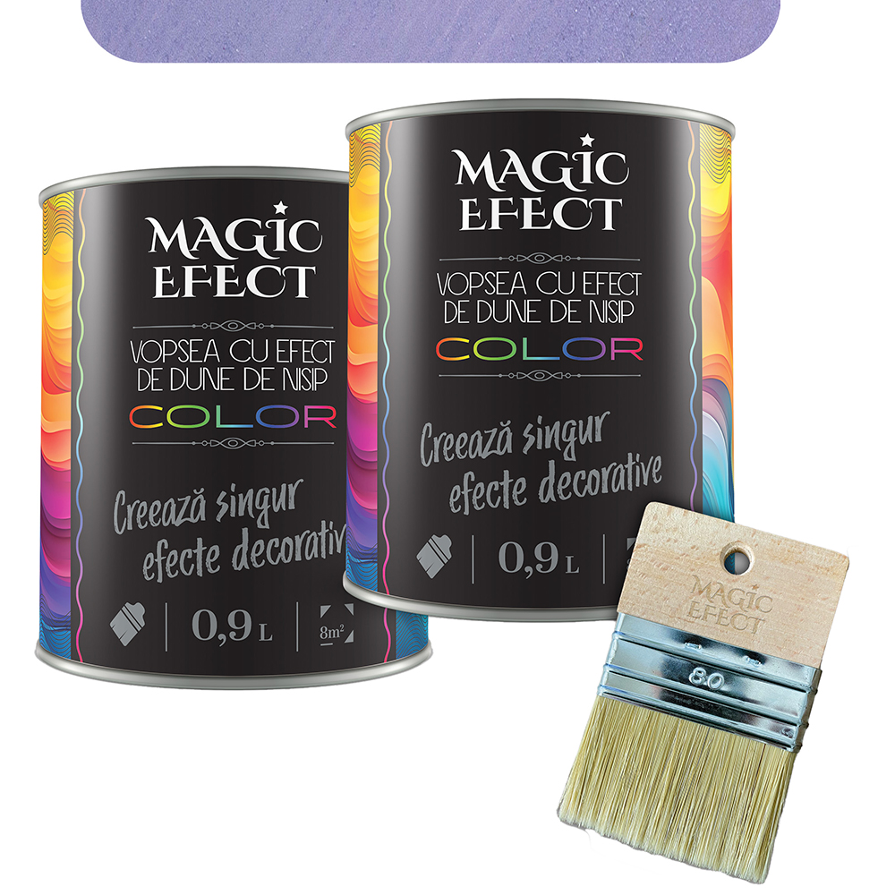 Pachet 1 plus 1 Vopsea cu efect de dune de nisip Magic Effect, pensula inclusa, mov, 0.9L