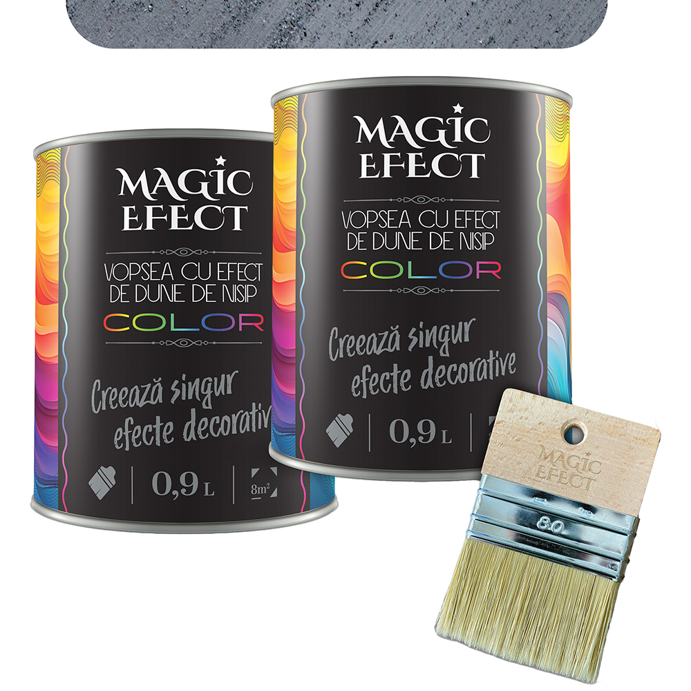 Pachet 1 plus 1 Vopsea cu efect de dune de nisip Magic Effect, pensula inclusa, gri noble, 0.9L