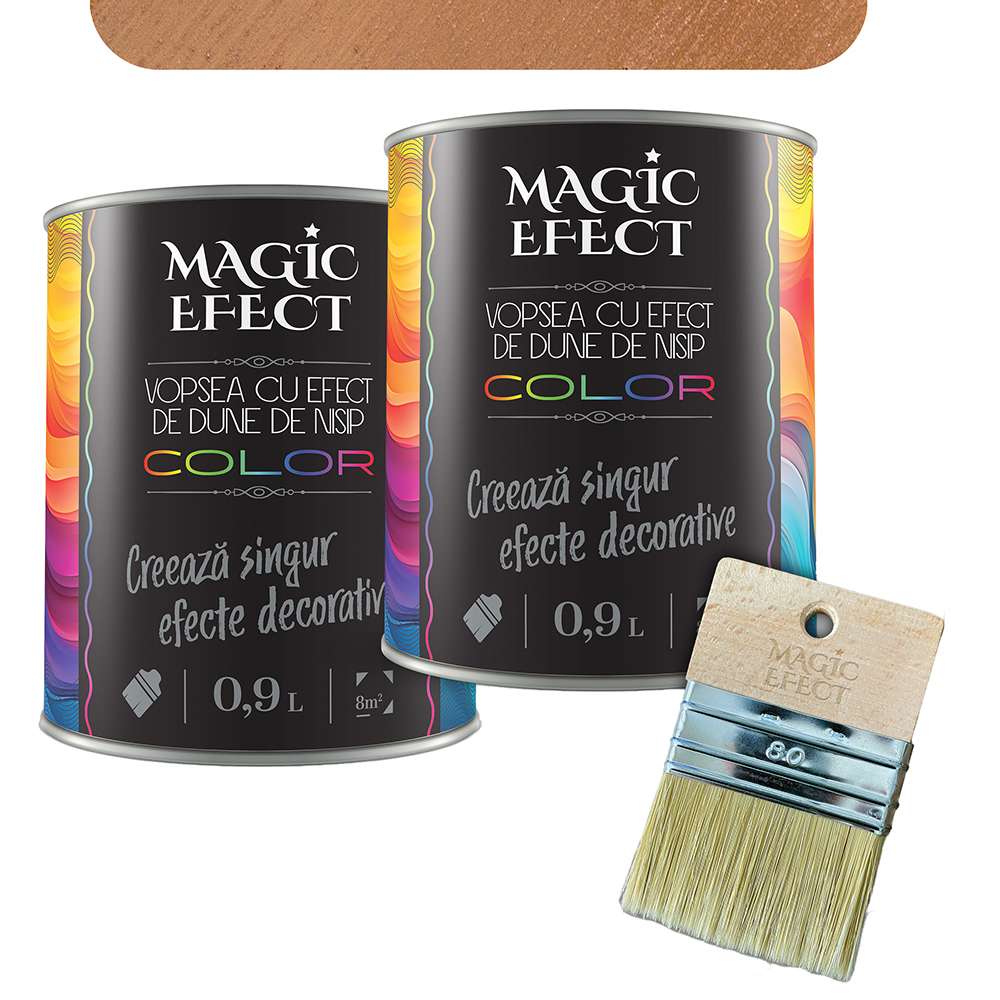 Pachet 1 plus 1 Vopsea cu efect de dune de nisip Magic Effect, pensula inclusa, cupri, 0.9L