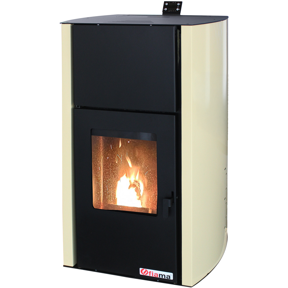 Termosemineu pe peleti FORNELLO Fiama Confort Ivory, 12 kW, 52 x 53 x 90 cm, negru-crem